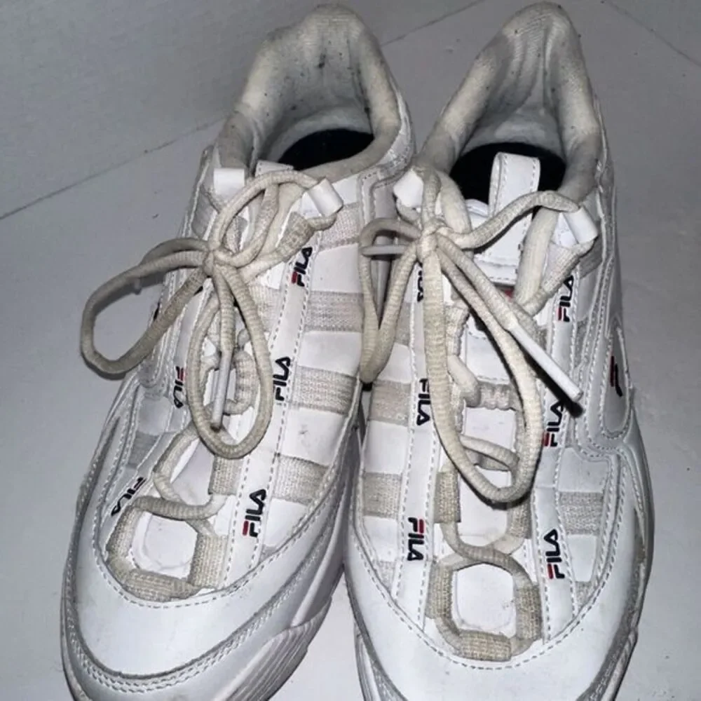 Fila Women's Disruptor II Premium‎ White Leather Athletics Size 9.5